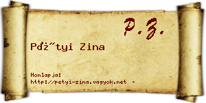 Pétyi Zina névjegykártya